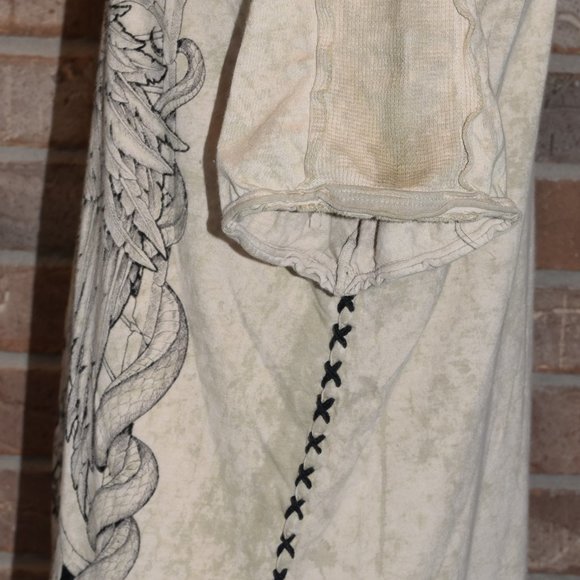 Affliction Live Fast T Shirt Men XL Beige Distressed Graphic Design Short Sleeve - Picture 6 of 11